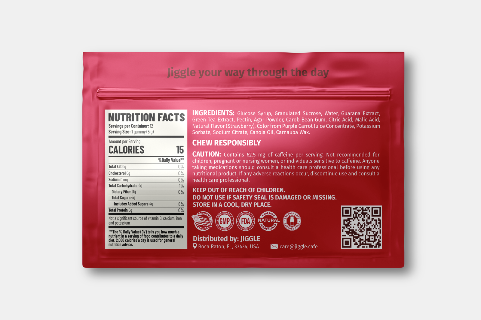 Jiggle Gummy Nutrition Facts and Ingredients – Back of Pack
