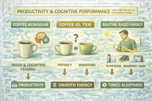 Productivity & cognitive performance — Coffee as the Baseline, Tea Comparisons, and Routine-Based Energy