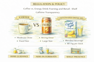 Regulation & Policy — Coffee vs. Energy Drink Framing and Retail-Shelf Caffeine Transparency