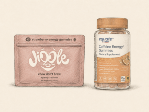 Jiggle vs. Equate Caffeine Gummies: A Plant-Based Brand vs. a Store-Brand Supplement